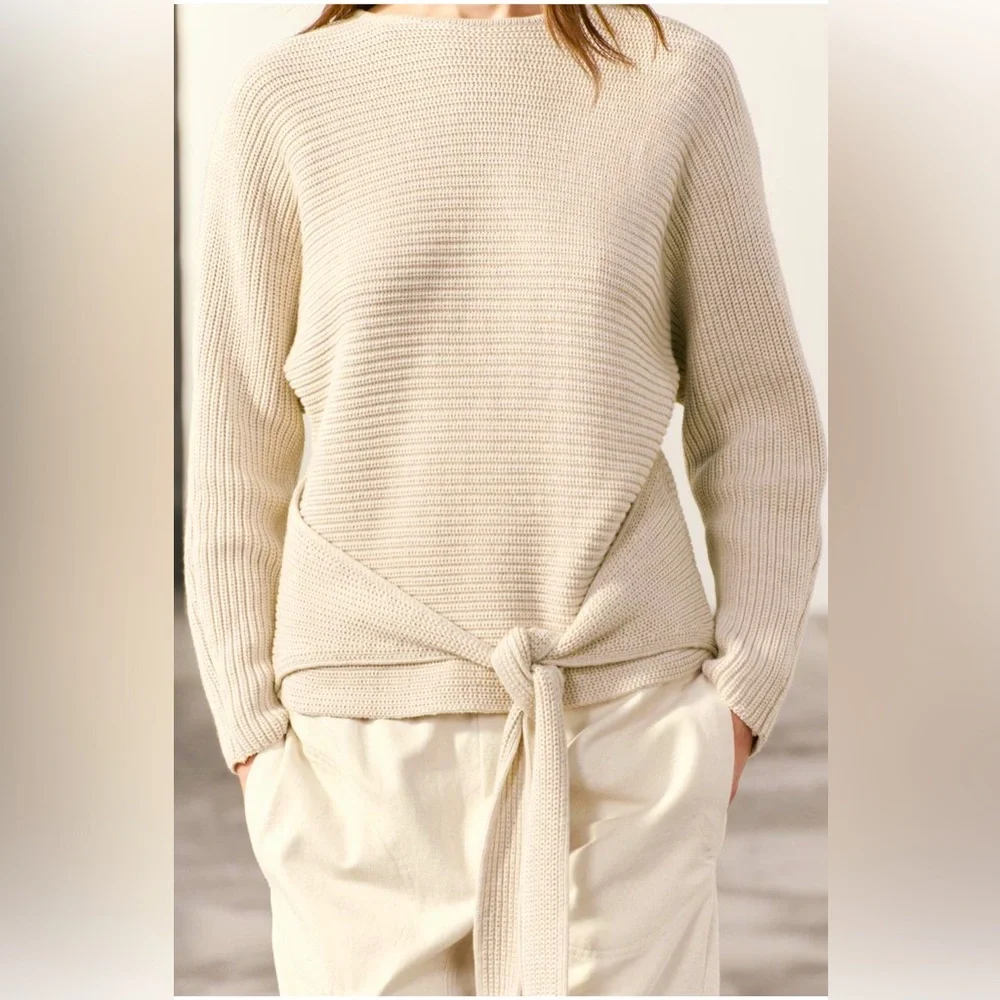 ZARA SIZE SMALL NWT BASIC TIED KNIT SWEATER❣️ - Picture 1 of 4